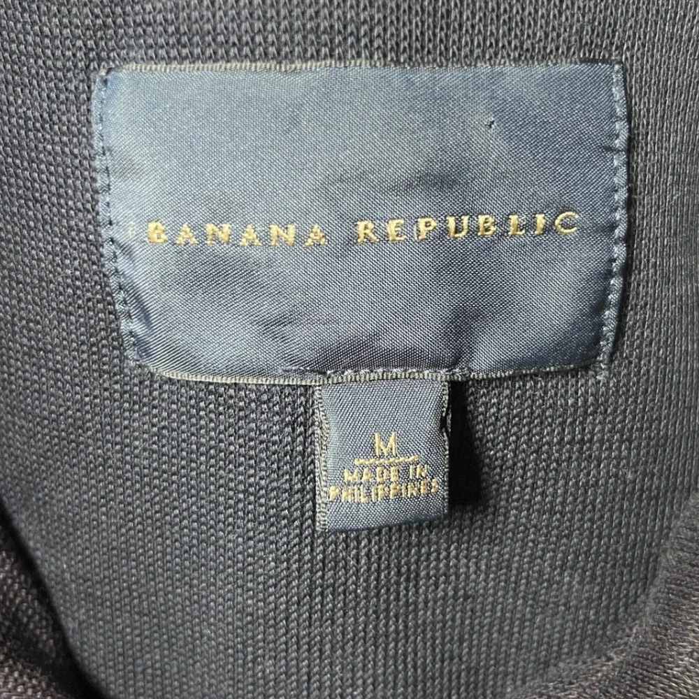 Mixed Media Utility Zip‎ Jacket Linen Blend Banana Republic Mens M Navy